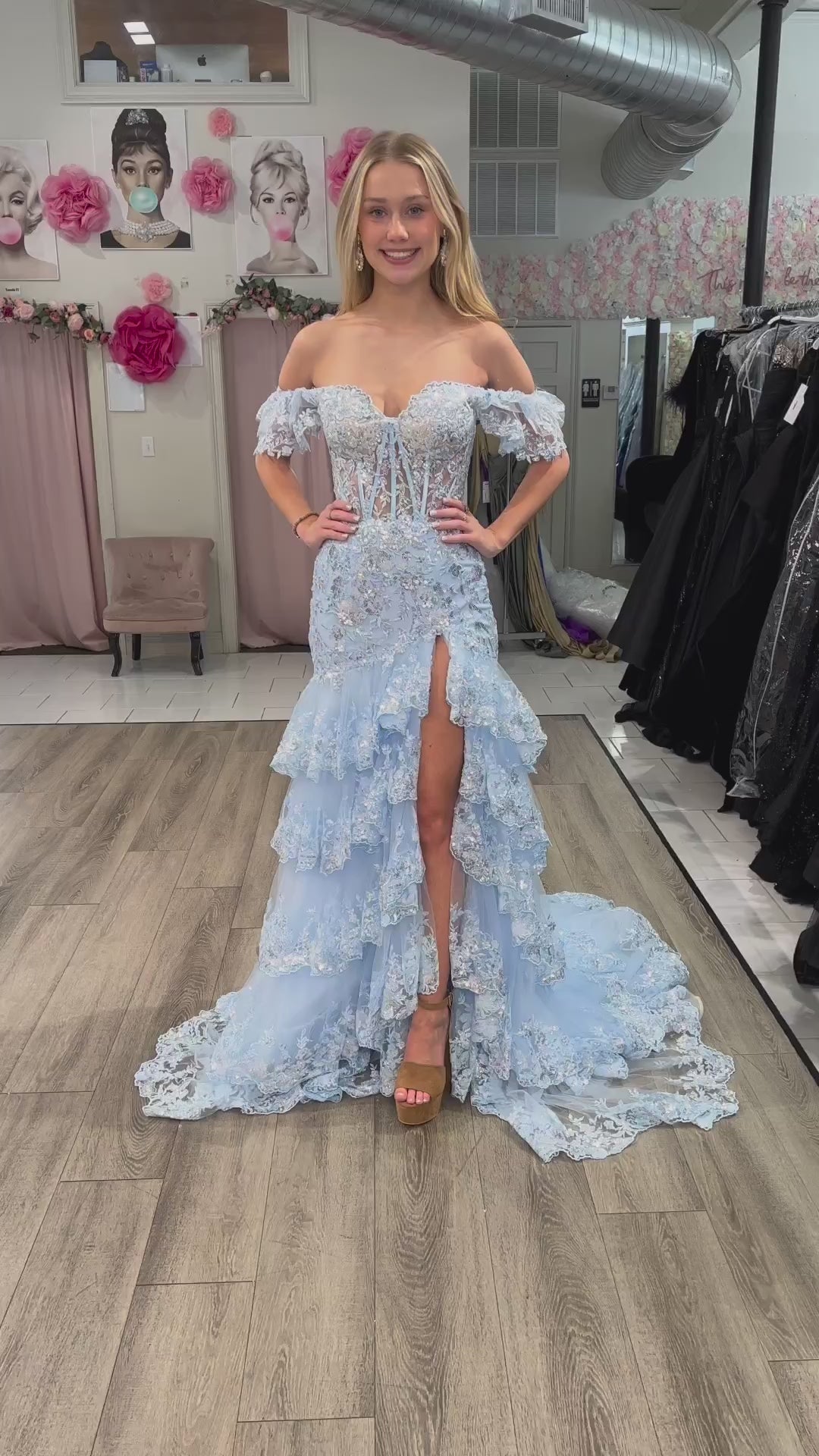 Kennedy |Sheath Off the Shoulder Long Lace Prom Dress (Lace-up Back)