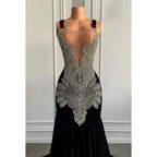 Trumpet/Mermaid Ruffles Hot V-neck Straps Rhinestones Evening Party Prom Dress