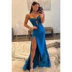 Carming Sweetheart Sleeveless Side Slit Formal Party Prom Dress