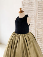 Ball-Gown/Princess Jacquard Velvet Sweep Train Black Dress (2003227667)