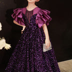 Flower Girl Communion Dress Sequin Back Tie Princess Dress