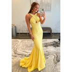Trumpet/Mermaid Straps Sequined Backless Sleeveless Prom Evening Formal Dress
