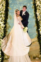 Charming A-Line Lace Sweetheart Long Sleeve  Wedding Dress With Appliques
