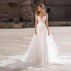 Charming Mermaid Beautiful Women's Wedding Dresses Classic Lace Appliques Bride Gowns With Detachable Train Vestidos Novias Boda