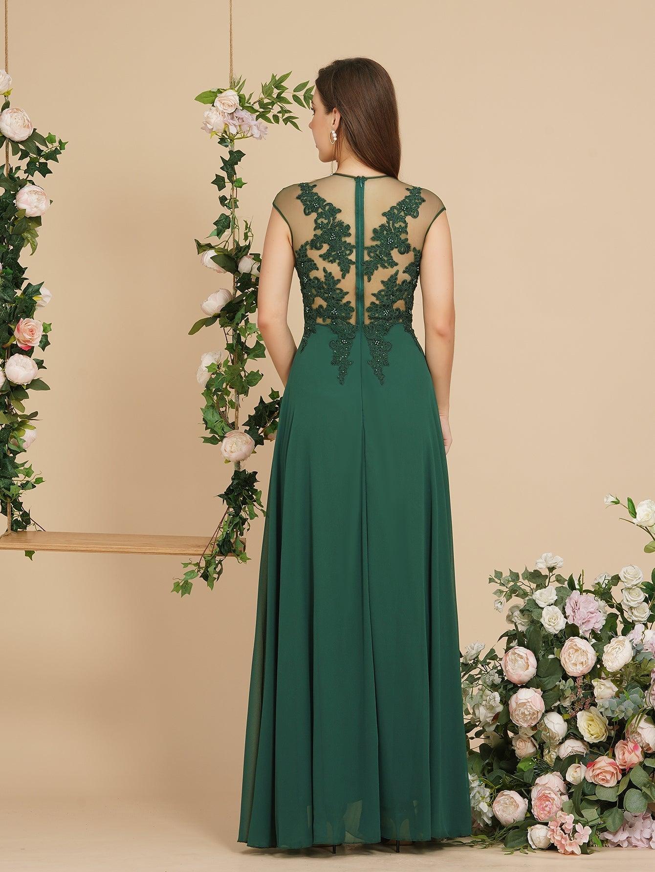Charming Sleeveless Beadings Aline Evening Maxi Dress Cap Sleeves Bridesmaid Dress