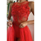 Chic Appliques Detachable Skirt Prom Dress with Slit
