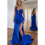 Chic & Hot One Shoulder Sleeveless Mermaid Side Slit Mermaid Formal Party Party Prom Dress