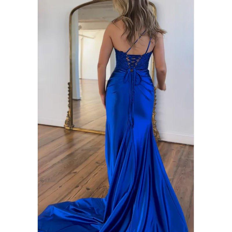 Chic & Hot One Shoulder Sleeveless Mermaid Side Slit Mermaid Formal Party Party Prom Dress