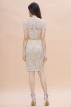 Chic Jewel Tulle Lace Beadings Mother of Bride Dress with Short Sleeves Online