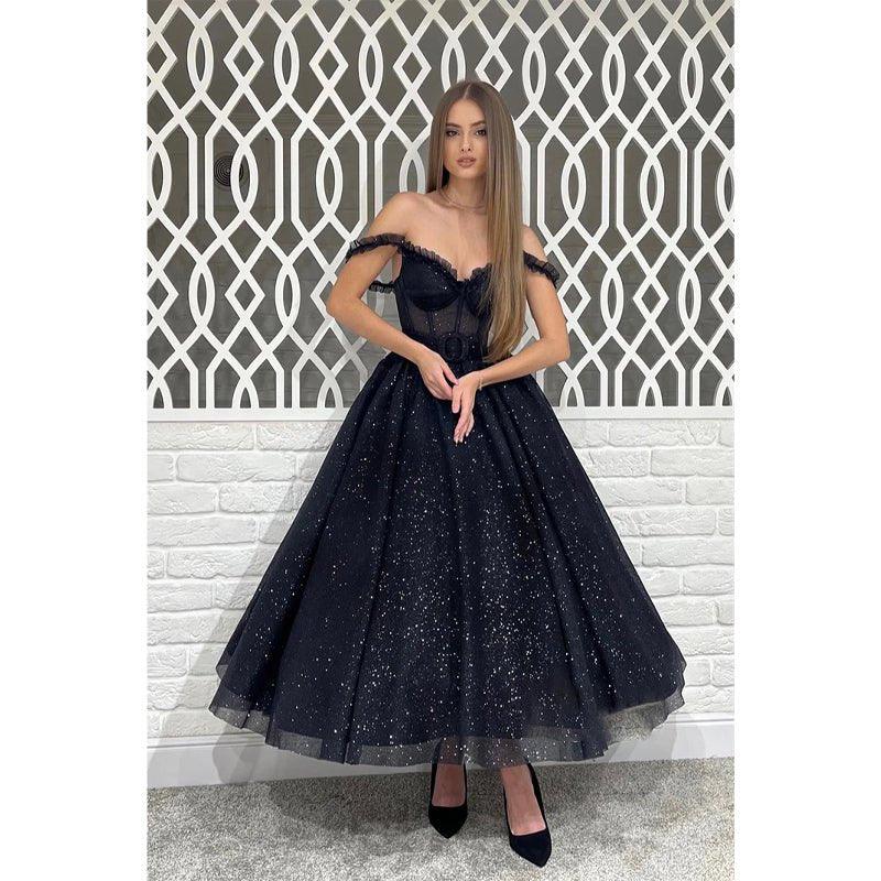 Chic & Modern A-line Off-shoulder Straps Prom Evening Dress