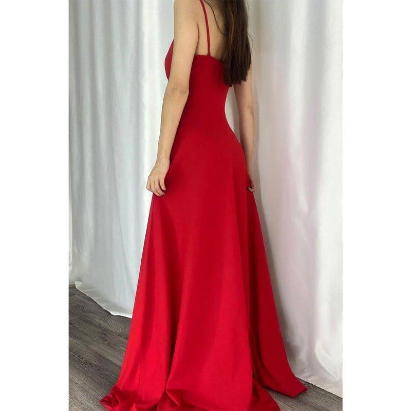 Chic & Modern A-line V-neck Spaghetti Straps Long Prom Formal Dress