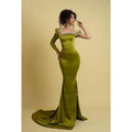 Chic & Modern Mermaid Asymmetrical Beaded Evening Gown Prom Dress with Long Sleeves