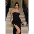 Chic & Modern Off-Shoudler Sleeveless Sheath Side Slit Evening Party Prom Dress