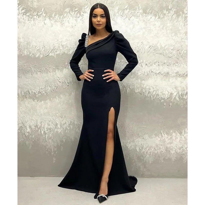 Chic & Modern Sheath Beaded Long Sleeves Long Prom Evening Dress