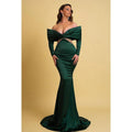 Chic & Modern Sheath Off Shoulder Draped and Beaded Party Gown Prom Dress with Cut-outs