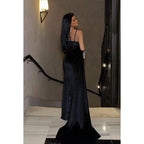 Chic & Modern Spaghetti Straps Square Ruched Side Slit Evening Party Prom Dress