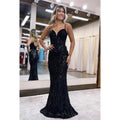Chic & Modern Spaghetti Straps V-Neck Trumper Sparkly Evening Party Prom Dress