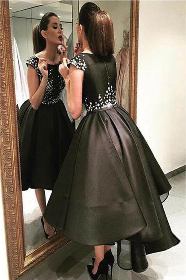 Chic Modern Sparking Beading High Low Organza Homecoming Dress