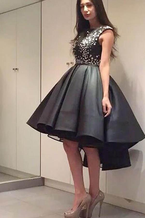 Chic Modern Sparking Beading High Low Organza Homecoming Dress