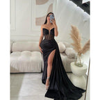 Chic & Modern Strapless Beaded Pleats Long Prom Dress Evening Gown
