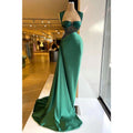 Chic & Modern Straps Green Beaded Pleats Prom Dress Evening Gown