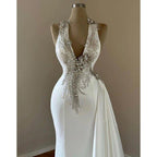 Chic & Modern V-neck Beaded Long Prom Dress Evening Gowns