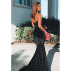Chic & Modern V-neck Long Sleeves Pleats High Split Prom Dress with Train