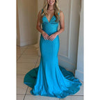 Chic & Modern V-Neck Sleeveless Mermaid Fully Beaded Evening Party Prom Dress