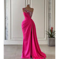 Chic Morden One Shoulder Sleeveless Ruched Sheath Beaded Party Prom Dress