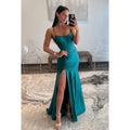 Chic & Morden Spaghetti Straps Scoop Side Slit Backless Trumpet Formal Prom Dress