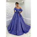 Chic Off The Shoulder Sparkly Prom Ball Gown with Belt