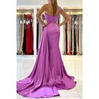 Chic One Shoulder Satin Pleats Mermaid Formal Evening Dress