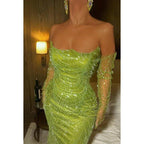 Chic & Sparkly Off-Shoulder Mermaid Long Sleeves Evening Party Prom Dress