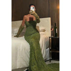 Chic & Sparkly Off-Shoulder Mermaid Long Sleeves Evening Party Prom Dress