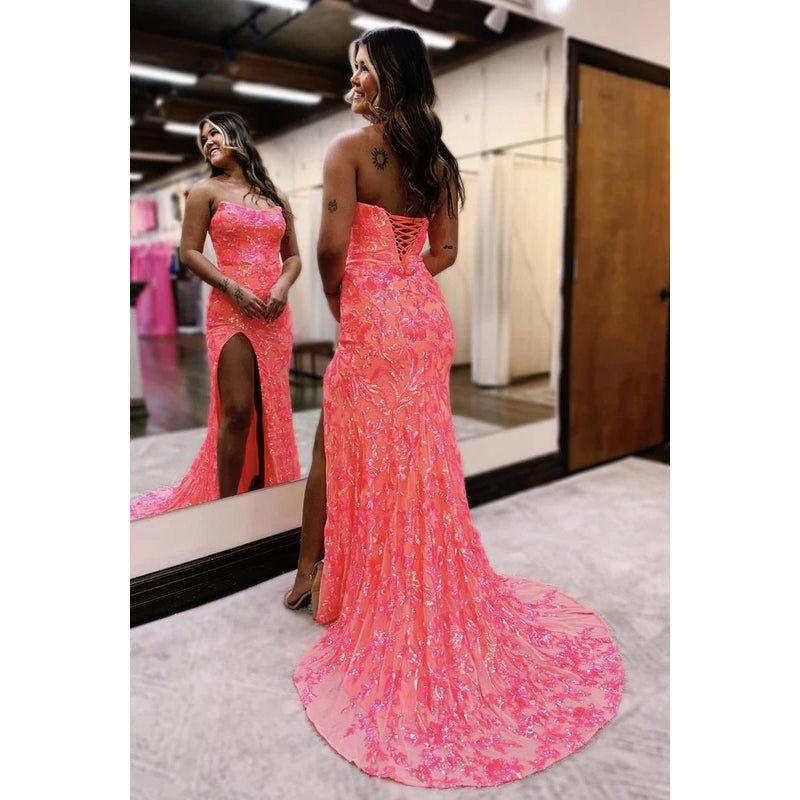 Chic & Sparkly Off-Shoulder Sleeveless Side Slit Sheath Trumpet Evening Party Prom Dress