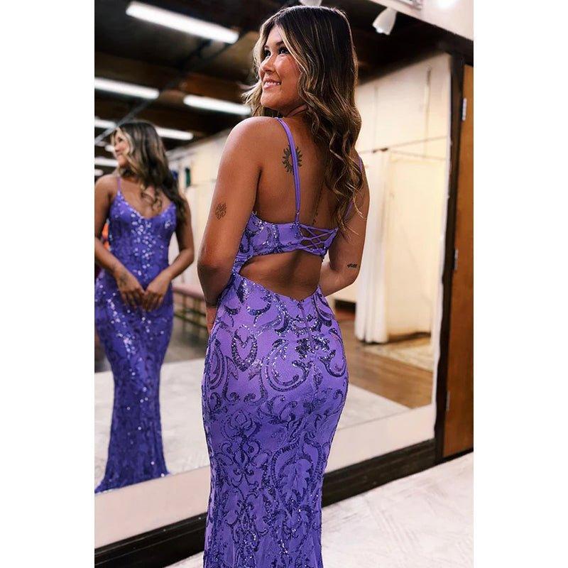 Classic Morden V-neck Spahetti Straps Slit Mermaid Evning Party Prom Dress