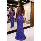 Classic Morden V-neck Spahetti Straps Slit Mermaid Evning Party Prom Dress