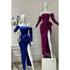 Classic & Timeless Off-Shoulder Long Sleeves Side Slit Sheath Party Prom Dress