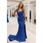 Classic & Timeless Sparkly Off-Shoulder Sleeveless Side Slit Mermaid Prom Dress