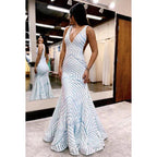 Classic & Timeless V-Neck V Back Mermaid Trumpet Mermaid Party Prom Dress