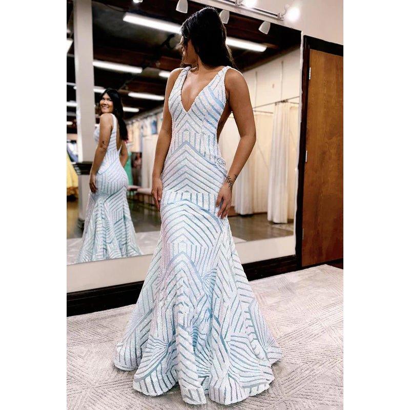Classic & Timeless V-Neck V Back Mermaid Trumpet Mermaid Party Prom Dress