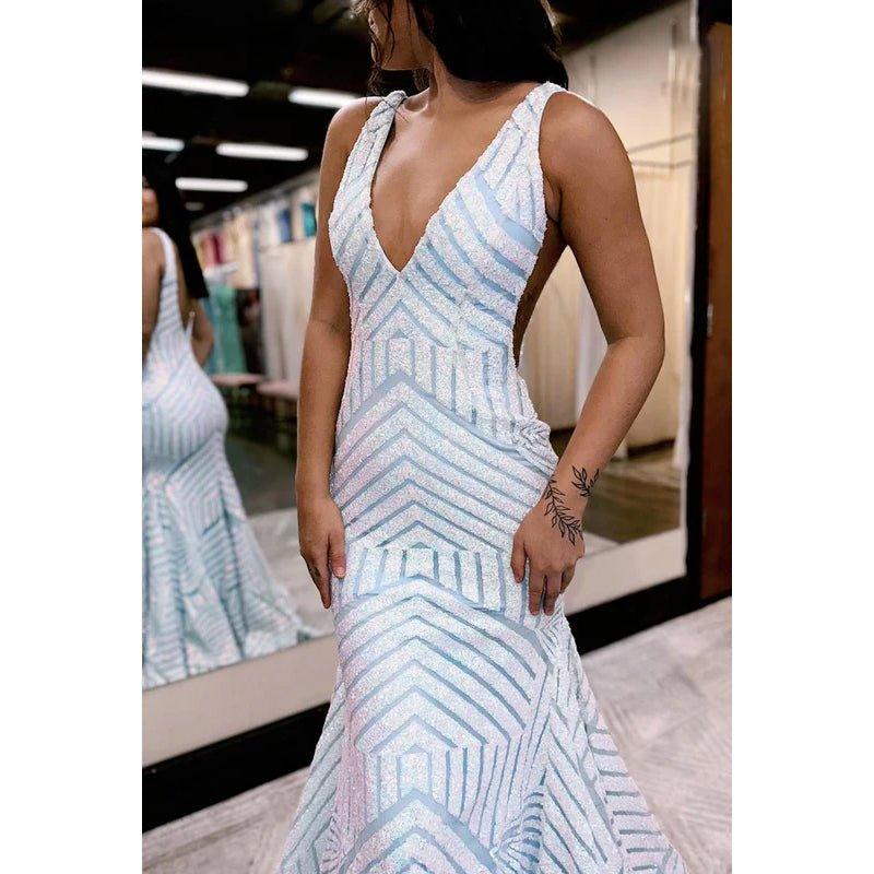 Classic & Timeless V-Neck V Back Mermaid Trumpet Mermaid Party Prom Dress
