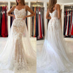Classy Mermaid Prom Dress Lace Appliques Spaghetti-Straps
