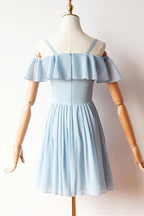 Cold Sleeves Short Prom Dress Chiffon Homecoming Dress