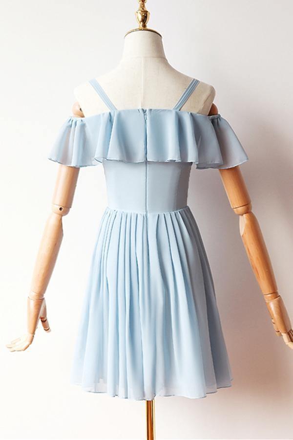 Cold Sleeves Short Prom Dress Chiffon Homecoming Dress