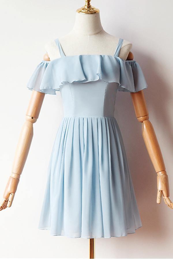 Cold Sleeves Short Prom Dress Chiffon Homecoming Dress