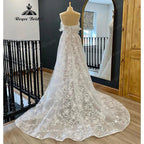Country Off Shoulder Full Lace V Neck Wedding Gown for Women Wedding Dress with Cap Sleeve vestido longo festa de casamento