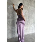 Couture & Elegant Sheath/Column Off-Shoudler Sleeveless Side Slit Ruched Party Prom Dress