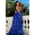 Couture & Ornate A-Line Spaghetti Straps Square Side Slit Applique Evening Prom Dress