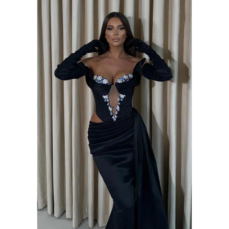 Couture & Ornate Long Sleeves Mermaid Off-Shoulder Sexy Evening Party Prom Dress